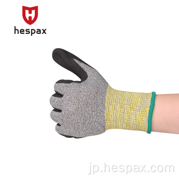 Hespax OEMアンチカットラテックスグローブハンド保護